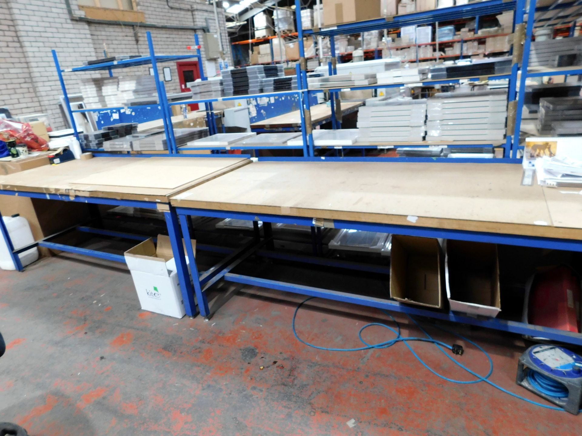 4 Metal Framed Wooden Topped Work Benches (Collection – Friday 25th, Tuesday 29th or Wednesday