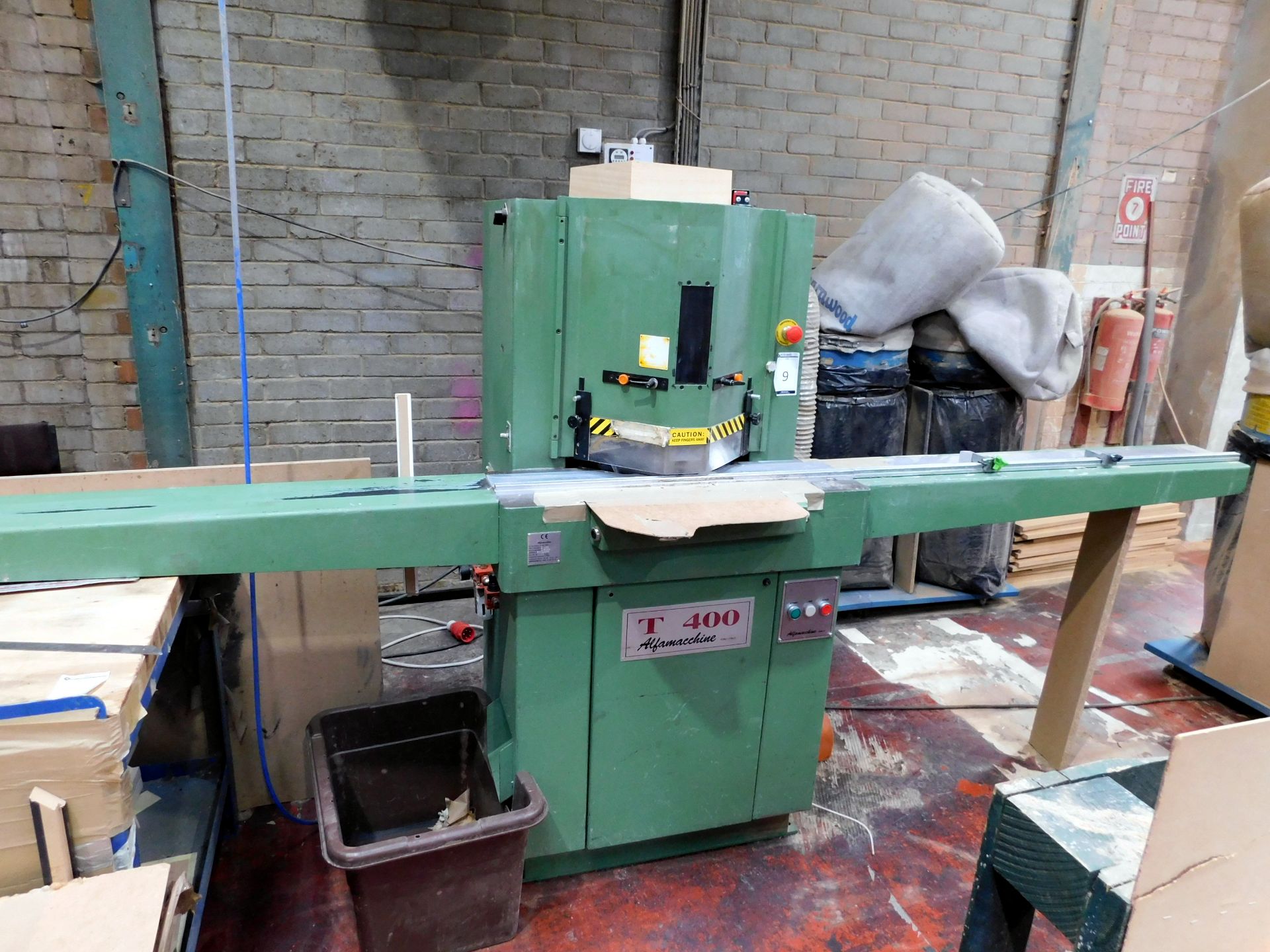 Alfamacchine T400 Double Mitre Saw, 415v, Serial Number 2440600 (2000). (Collection – Friday 25th,