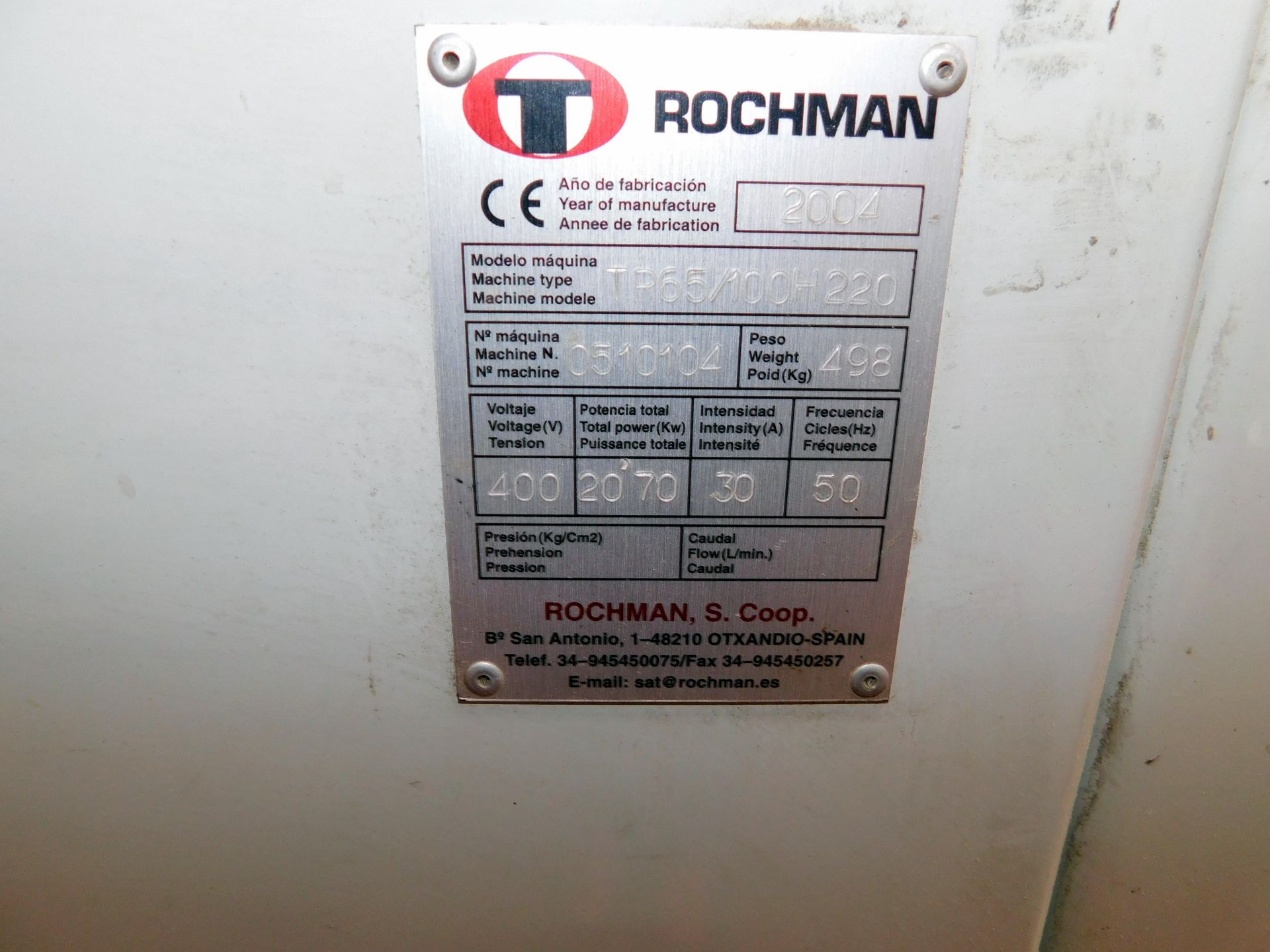 Rochman TR65/100 H220 Sealing Machine, Serial Number 0510104 (2004) With SLAU 80/60 Feed Bed, Serial - Image 6 of 8