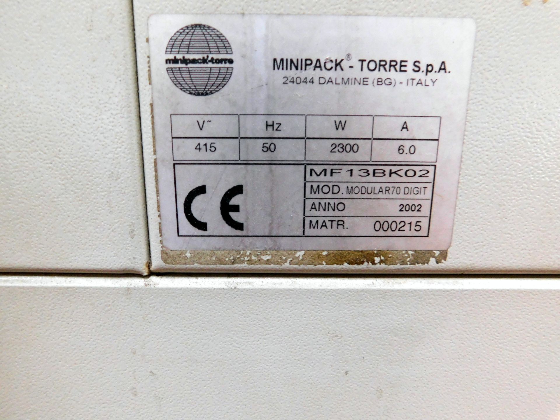 Minipack MF13BK02 Modular 70 Digit Semi-Automatic Sealing Machine, Serial Number 000215 (2002) ( - Image 7 of 7