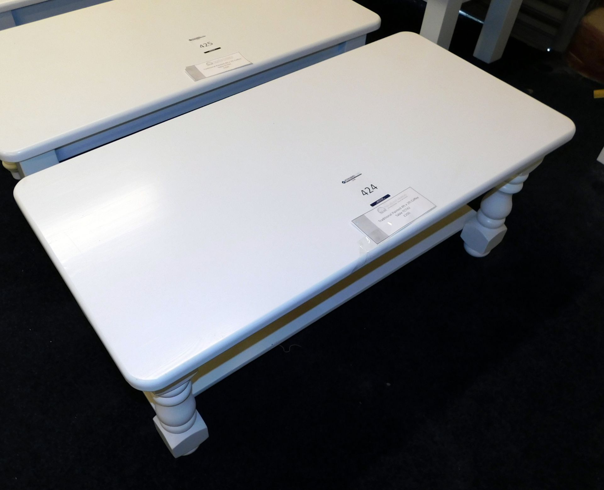Painted Coffee Table, Turned Supports & Under Shelf, 4’ x 2’ (located Driffield, collection Monday