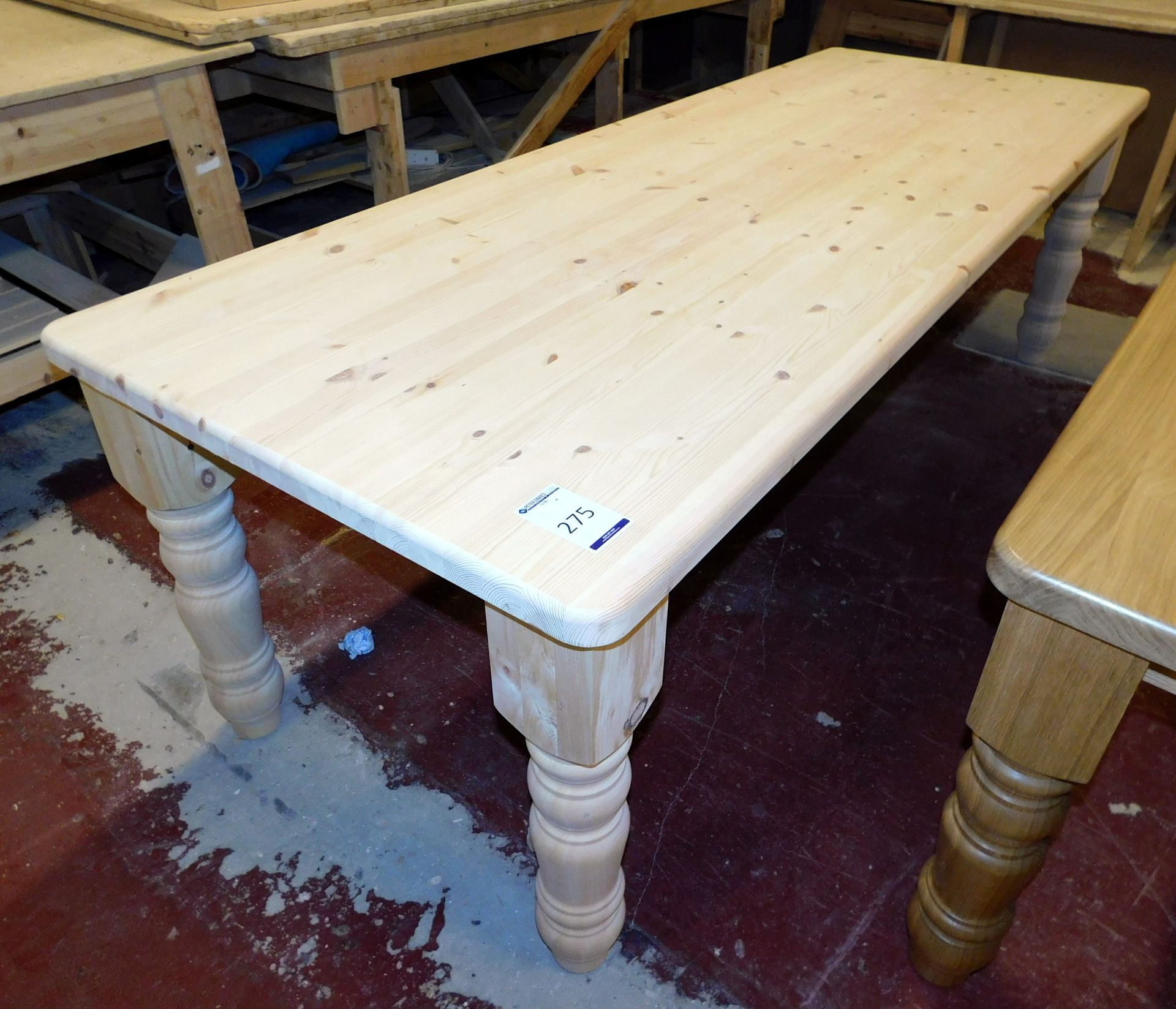 Raw Pine Dining Table, 8’ x 3’ (located Driffield, collection Monday 23rd & Tuesday 24th July)