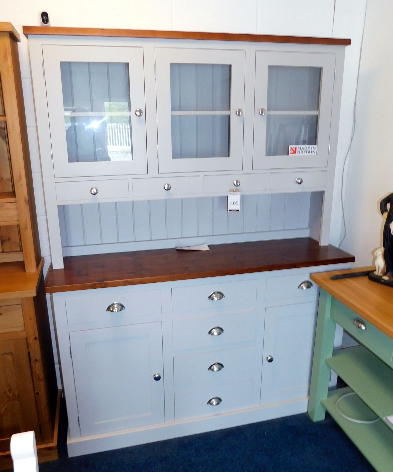 Bordeaux Painted 5’ Dresser with Mahogany Effect Top 6’6” (located Driffield, collection Monday 23rd