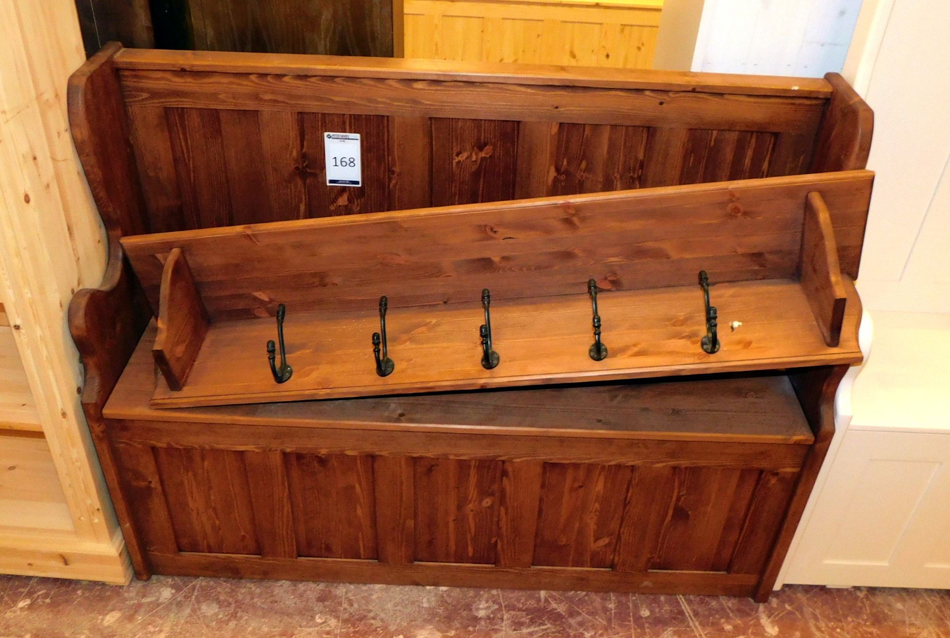 Pine Monks Bench with Matching Coat Hook, 3’ x 4’ (located Driffield, collection Monday 23rd &