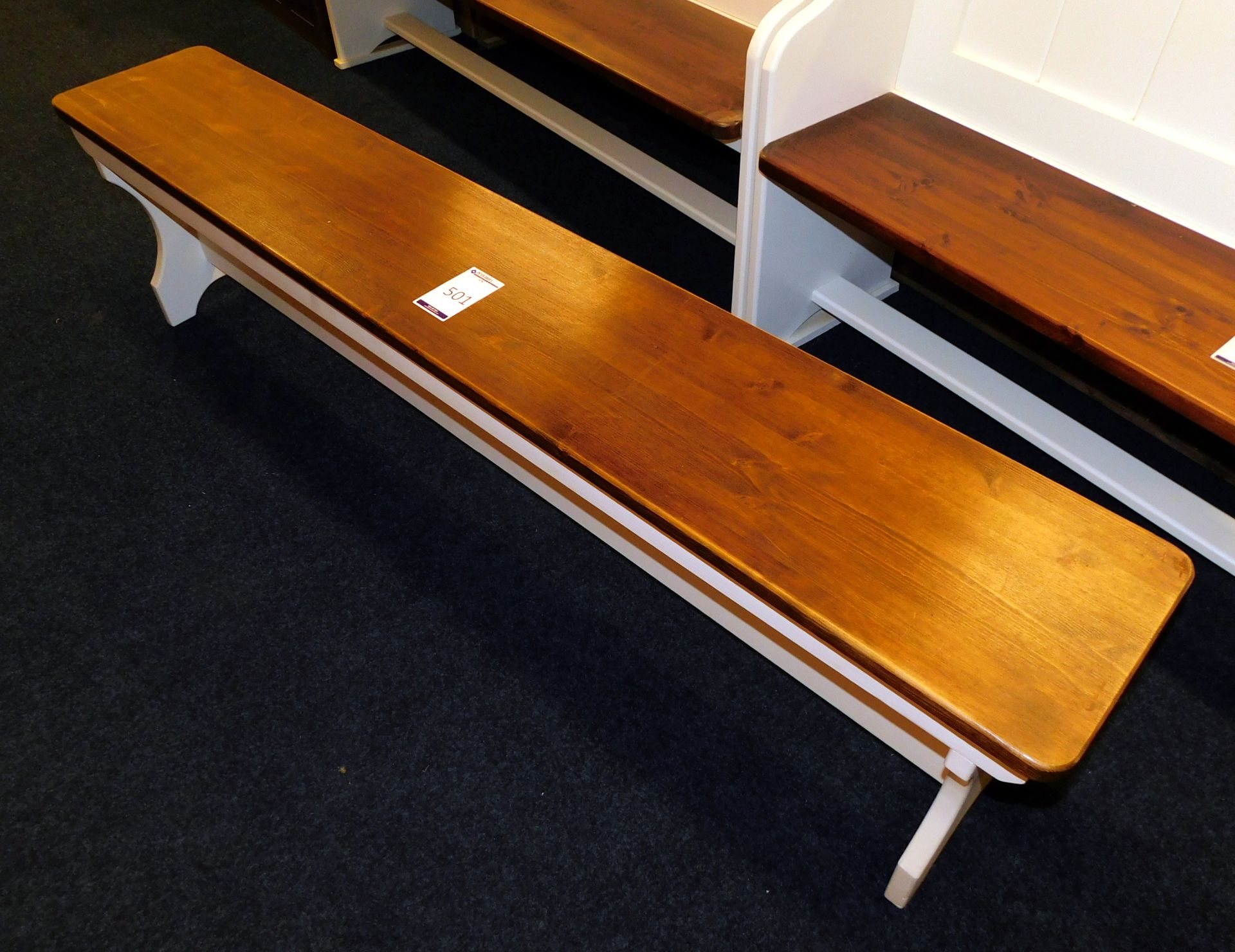 Painted Pine Bench with Polished Top, 186cm (located Driffield, collection Monday 23rd & Tuesday