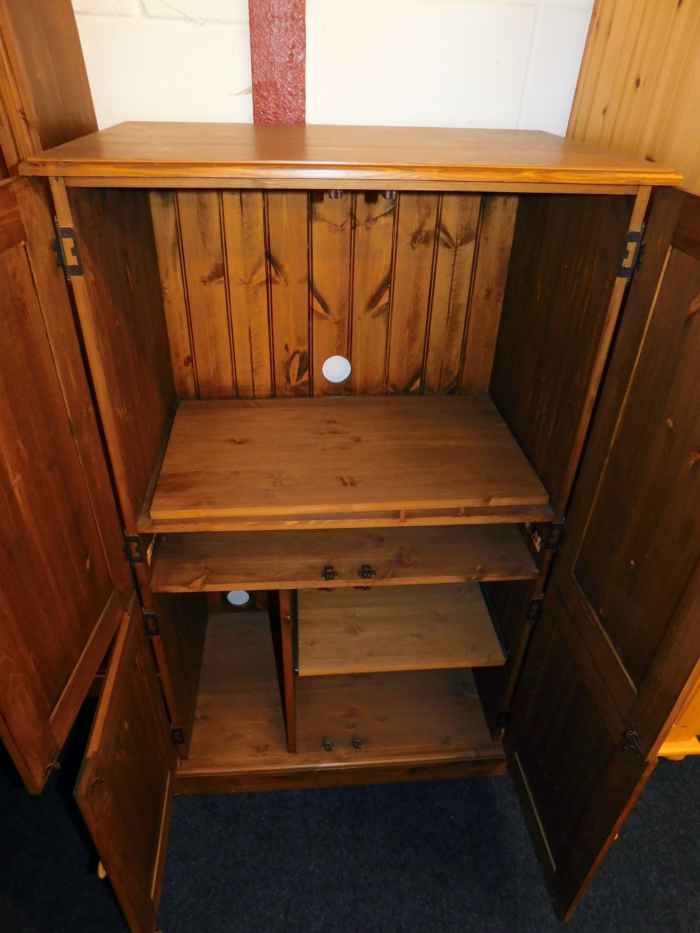 Dark Stained Pine Television Cabinet, 82cm x 21cm (located Driffield, collection Monday 23rd & - Image 3 of 3