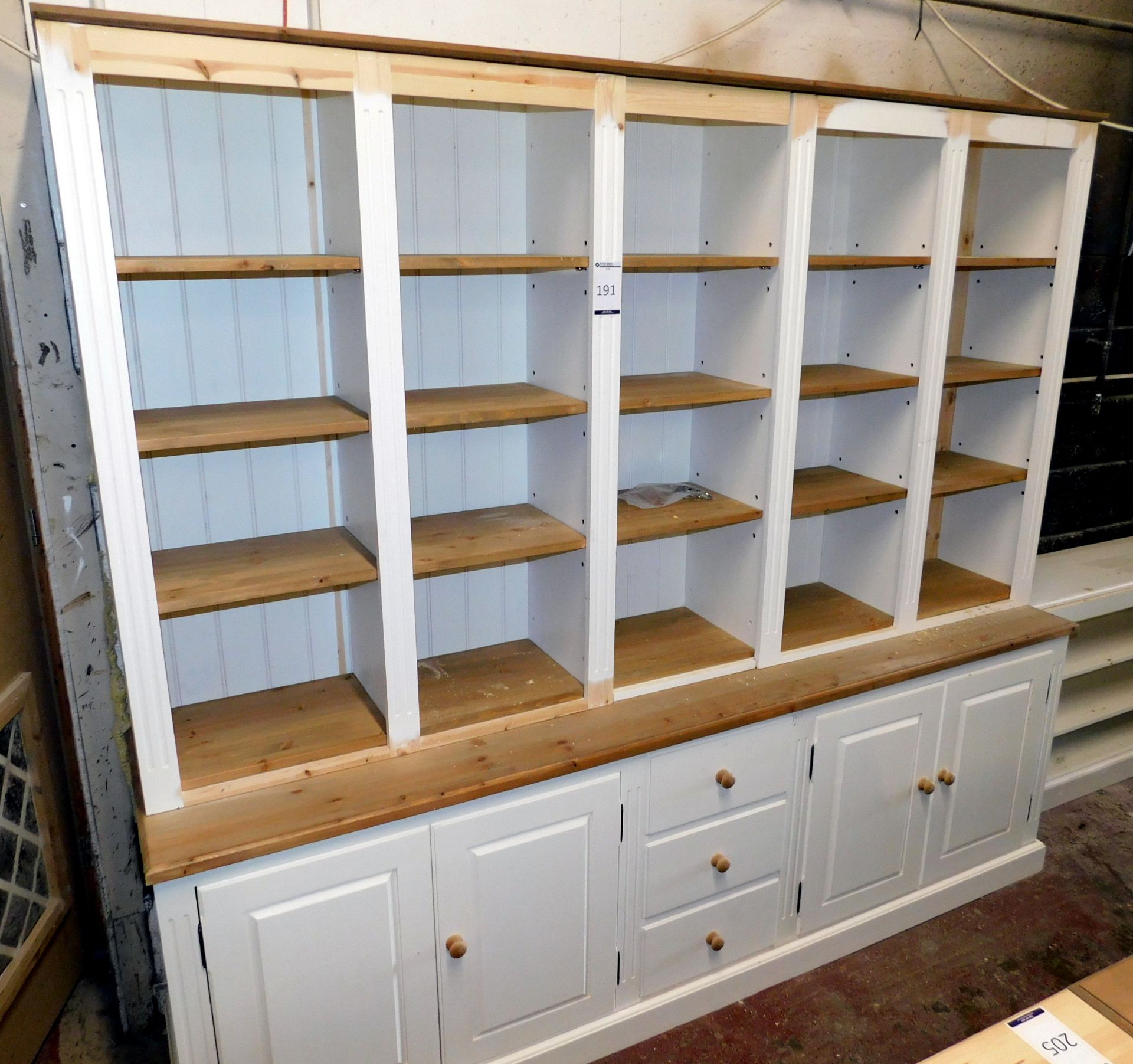 Pine Kitchen Unit (Unfinished) 6’6” x 7’5” & Bookcase (located Driffield, collection Monday 23rd &