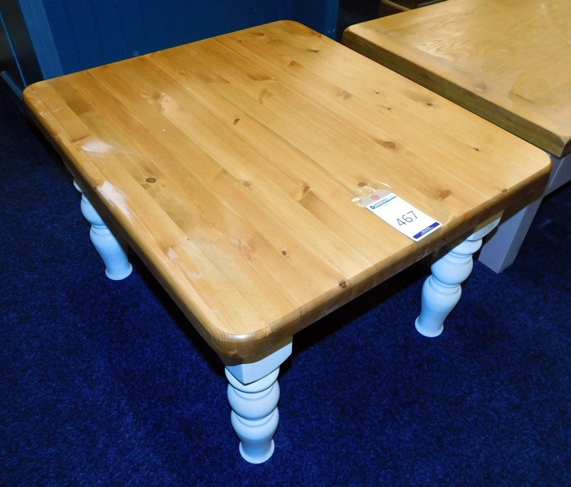 Painted & Stained Pine Coffee Table, Turned Supports, 72cm x 80cm (located Driffield, collection