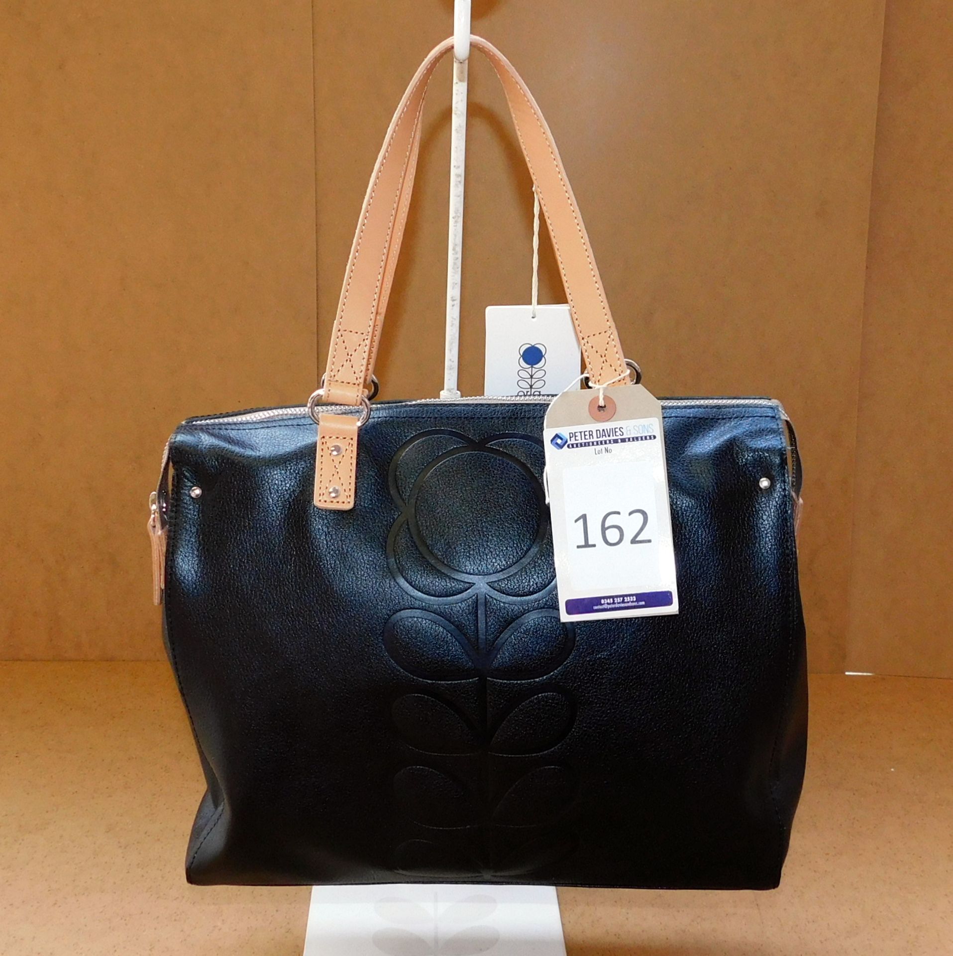 Orla Kiely Embossed Flower Zip Messenger, Black, RRP £295