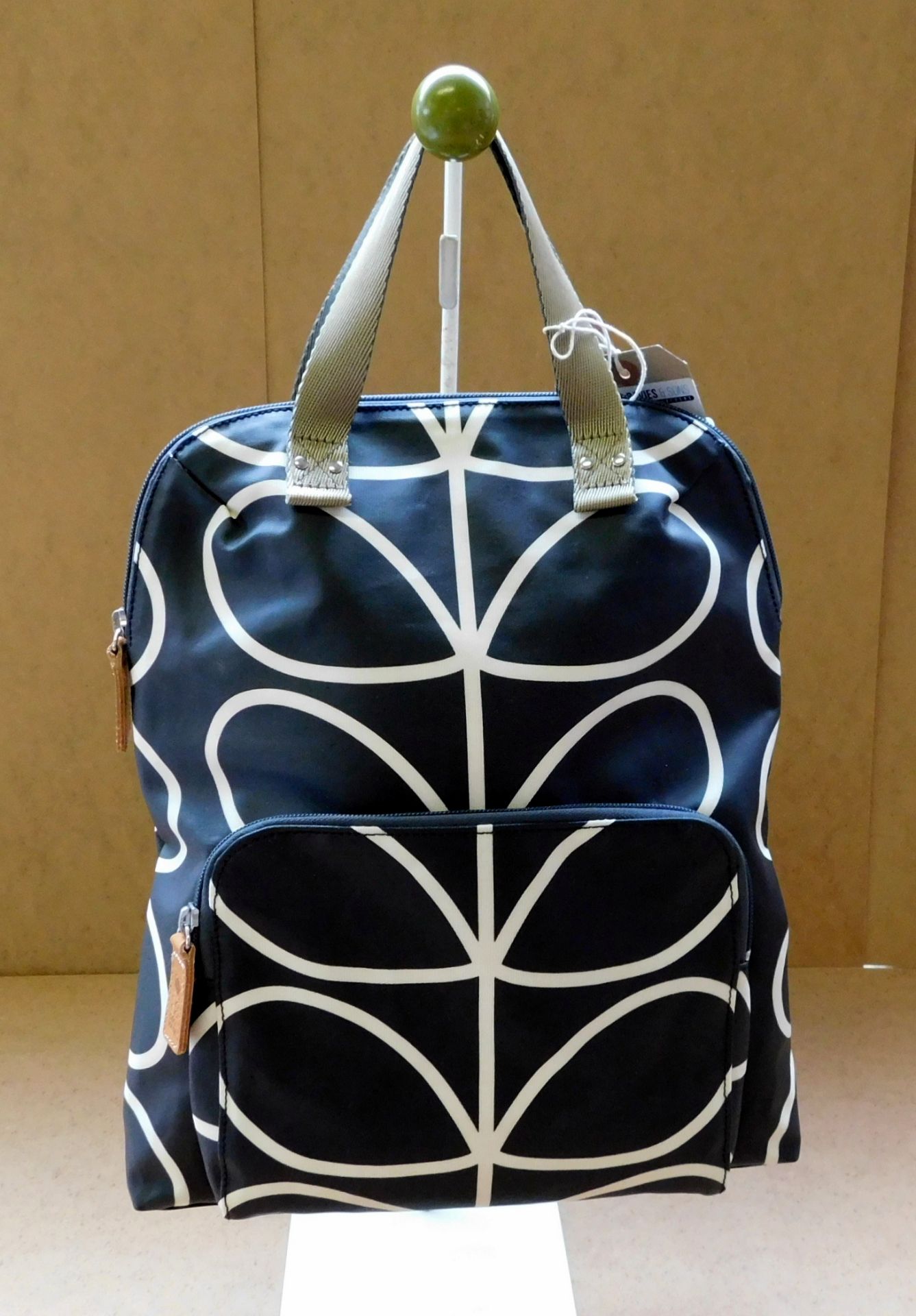 Orla Kiely Giant Linear Stem Backpack Tote, Liquorice, RRP £155