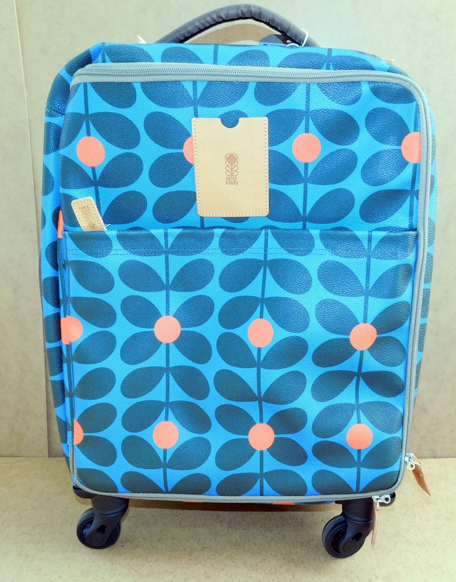 Orla Kiely Sixties Stem Vinyl Travel Cabin Case, Kingfisher, RRP £202