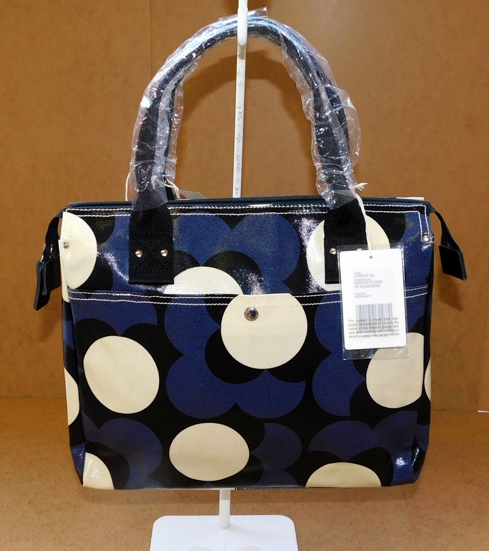 Orla Kiely Shadow Flower Zip Messenger, Midnight, RRP £108