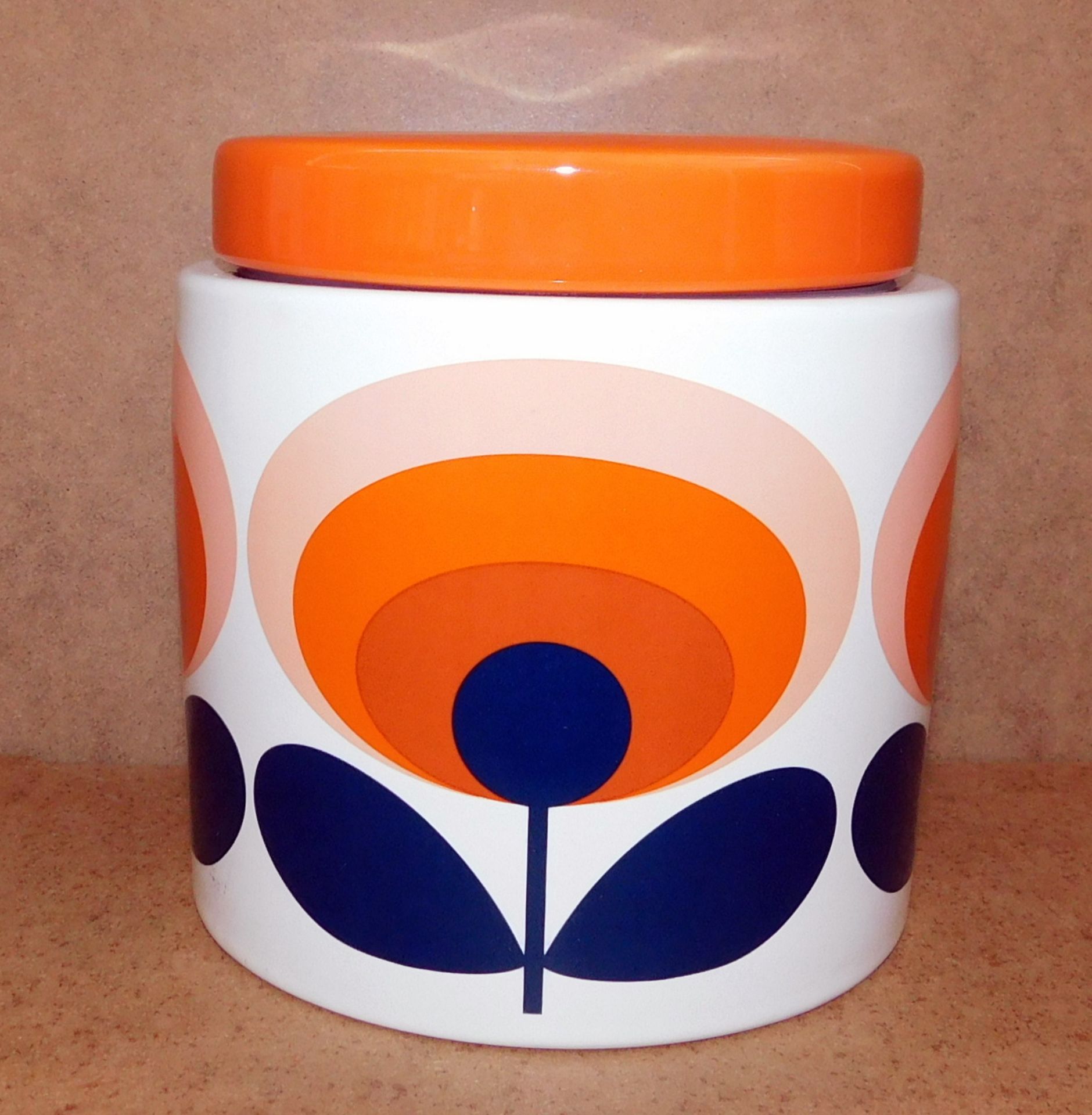 3 Orla Kiely Storage Jars, 1 Ltr, 70s Oval Flower/Orange, RRP £28 each
