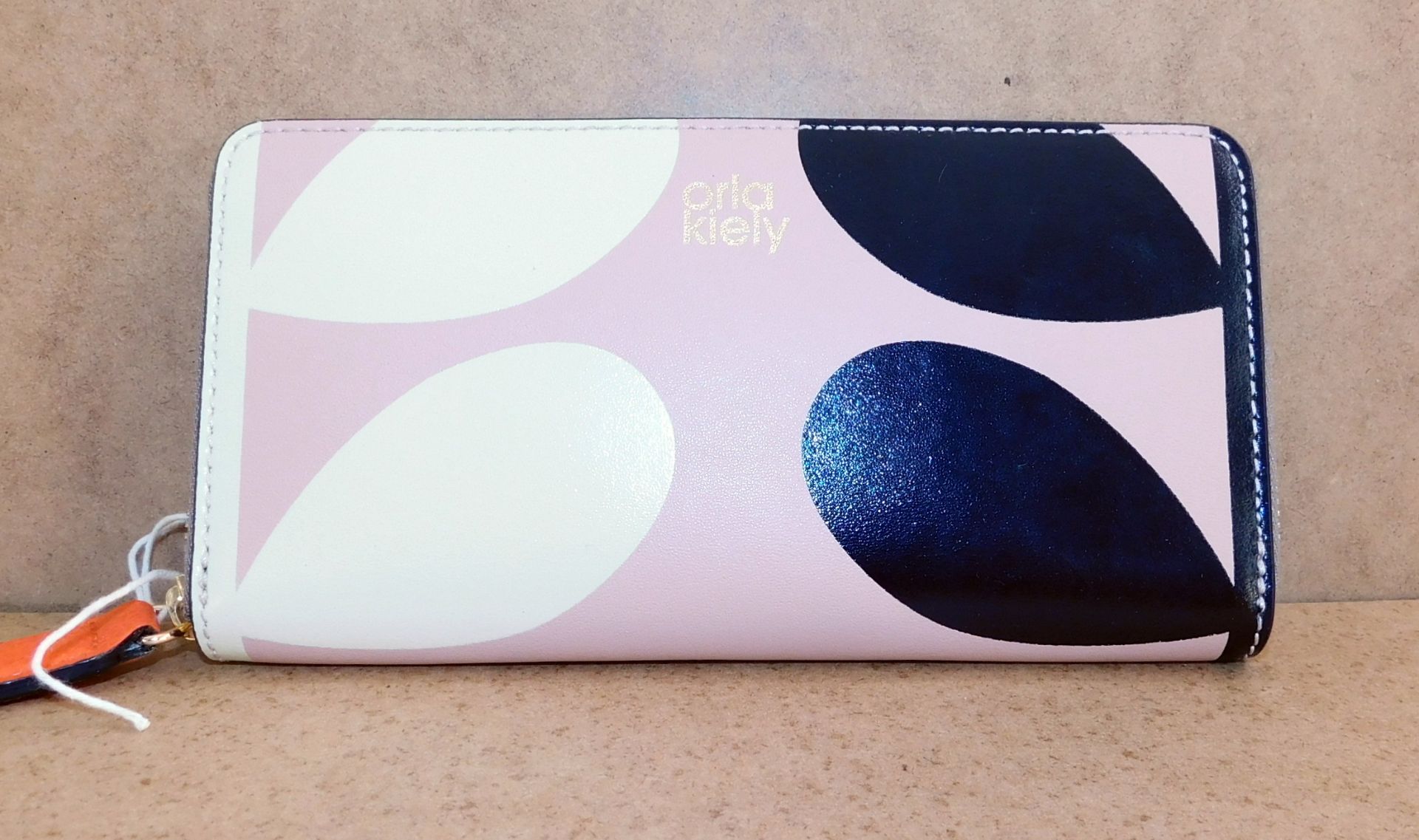 Orla Kiely Printed Leather Big Zip Wallet, Dusky Pink, RRP £165