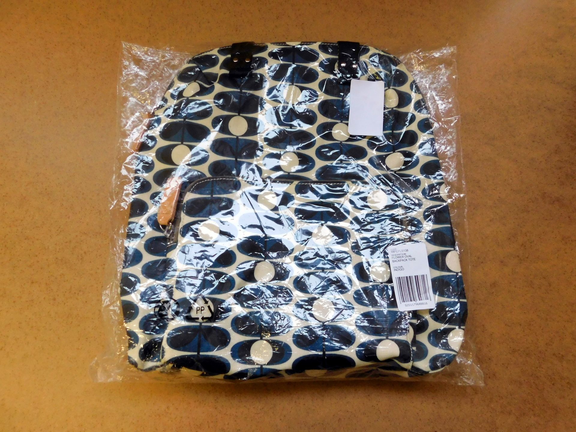 Orla Kiely Flower Oval Backpack Tote, Indigo, RRP £155 - Image 2 of 2