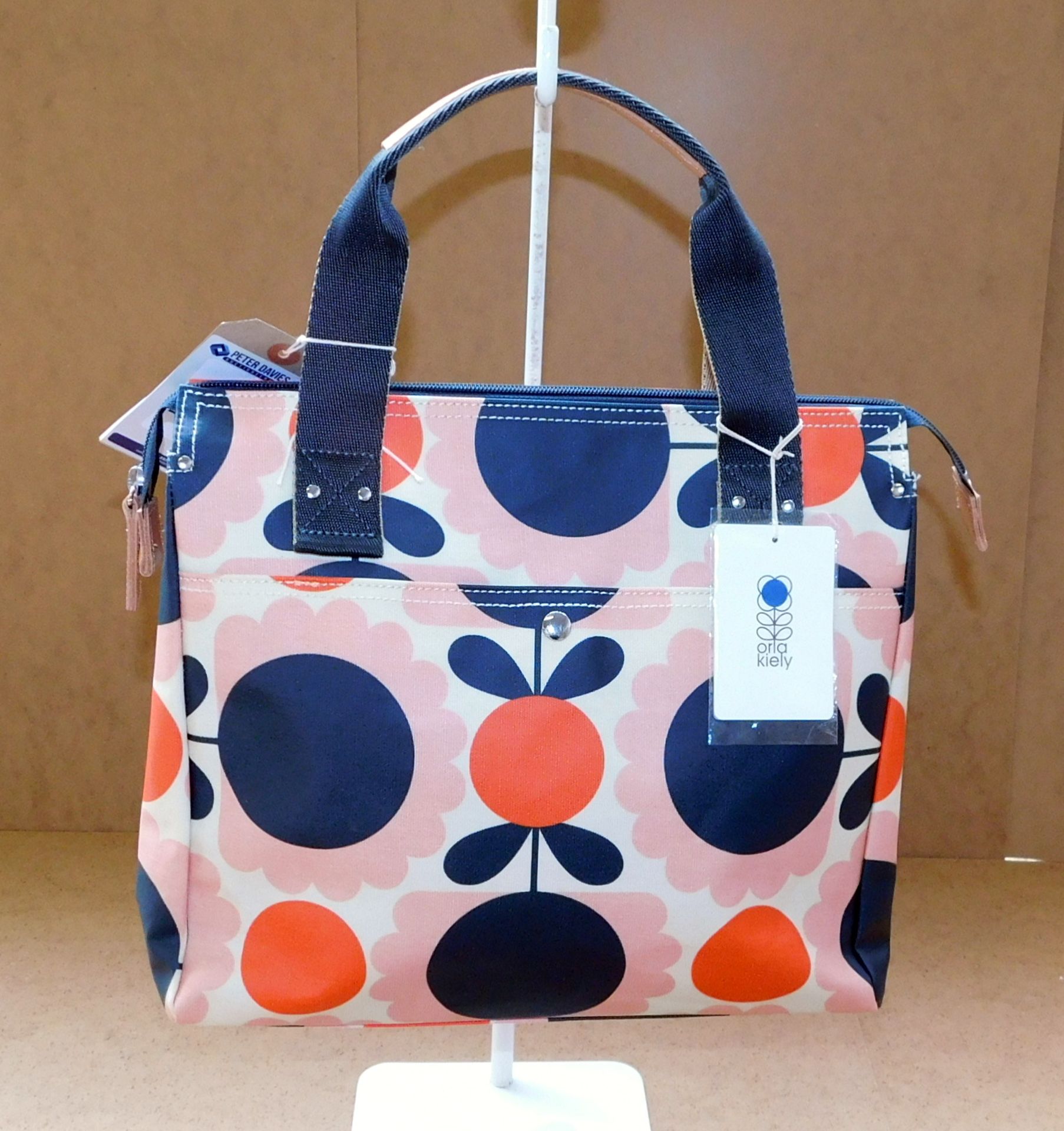 Orla Kiely Scallop Flower Spot Zip Messenger, Blush, RRP £108