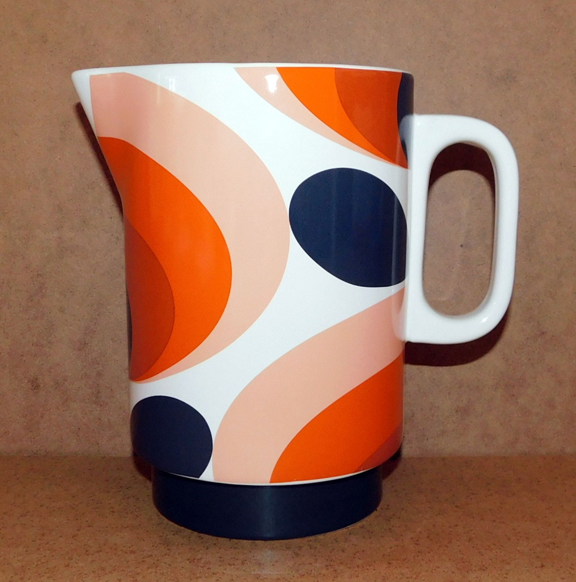 Orla Kiely Ceramic Pitcher, 1.5 Ltr, 70s Oval Flower/Orange, RRP £38