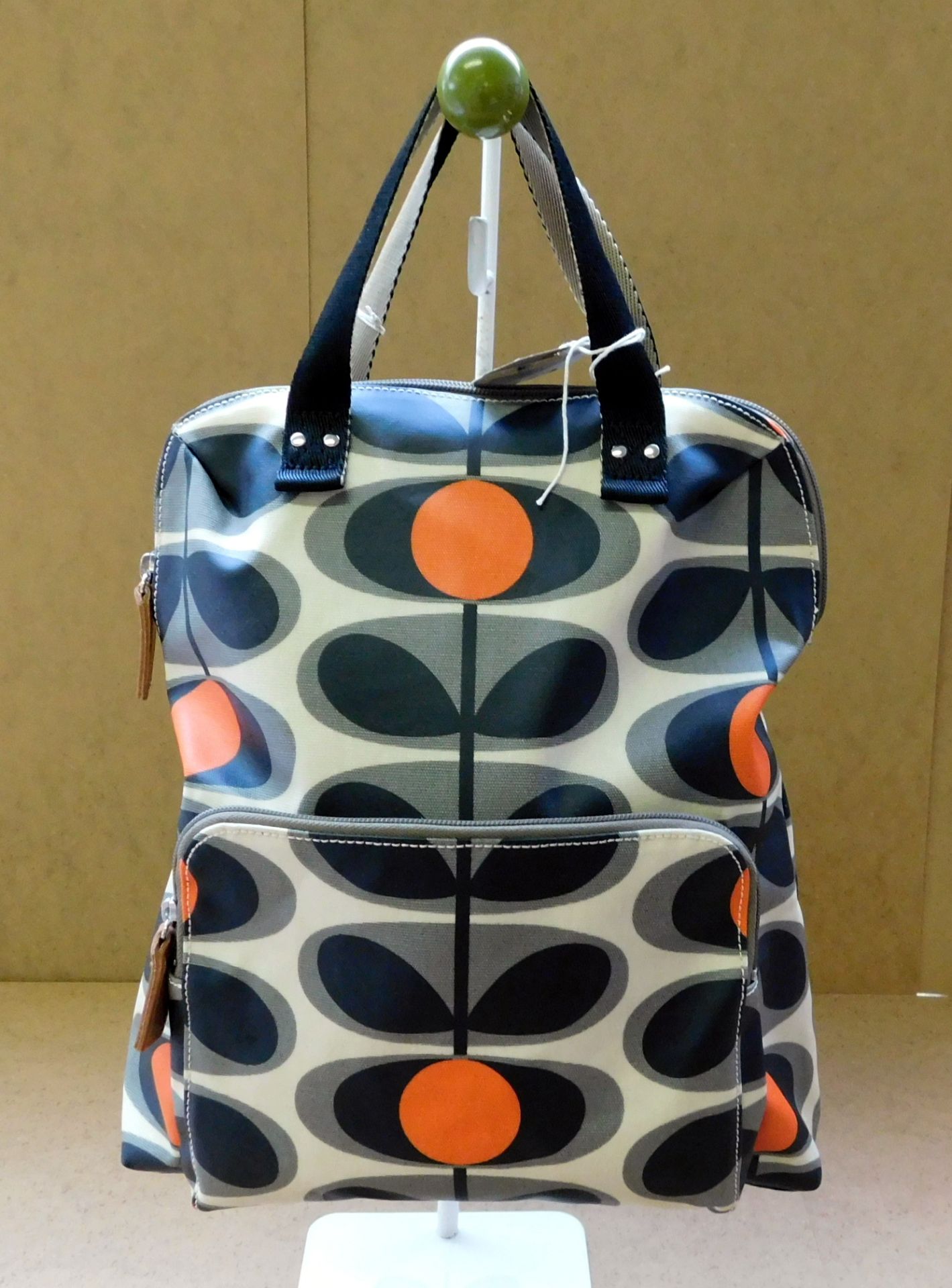 Orla Kiely Flower Oval Backpack Tote, Granite, RRP £155