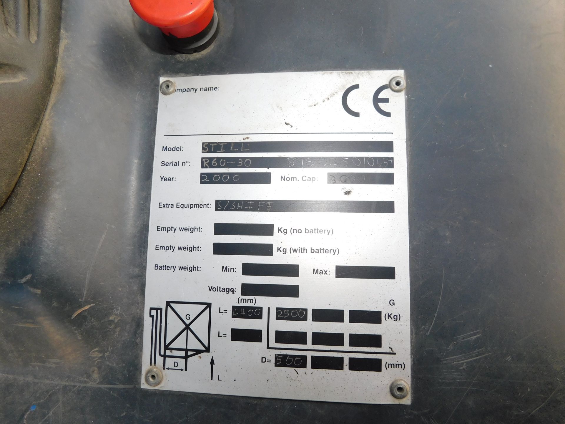 STILL R60-30 Electric Forklift Truck, Serial Number: 516025010659, 3000kg Capacity with Charger ( - Image 7 of 13