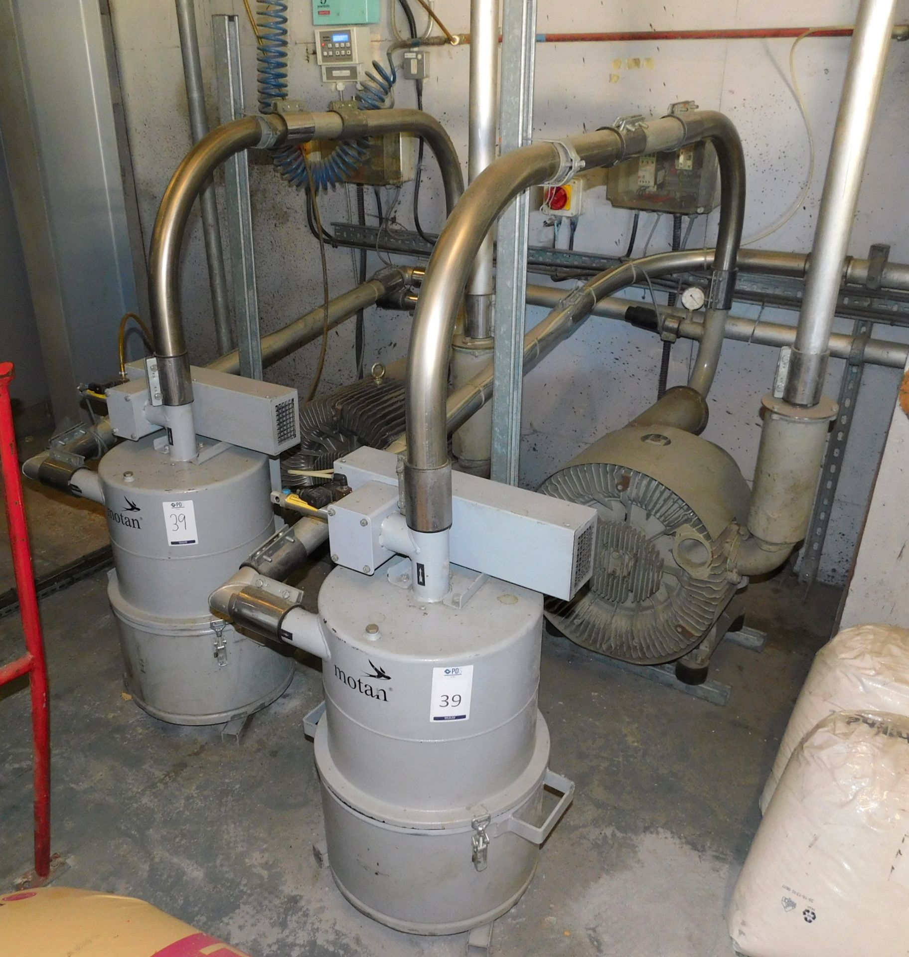 2 Motan Filter Units with Vacuum Pumps & Connecting Pipework to First Joint (Collection by agreement