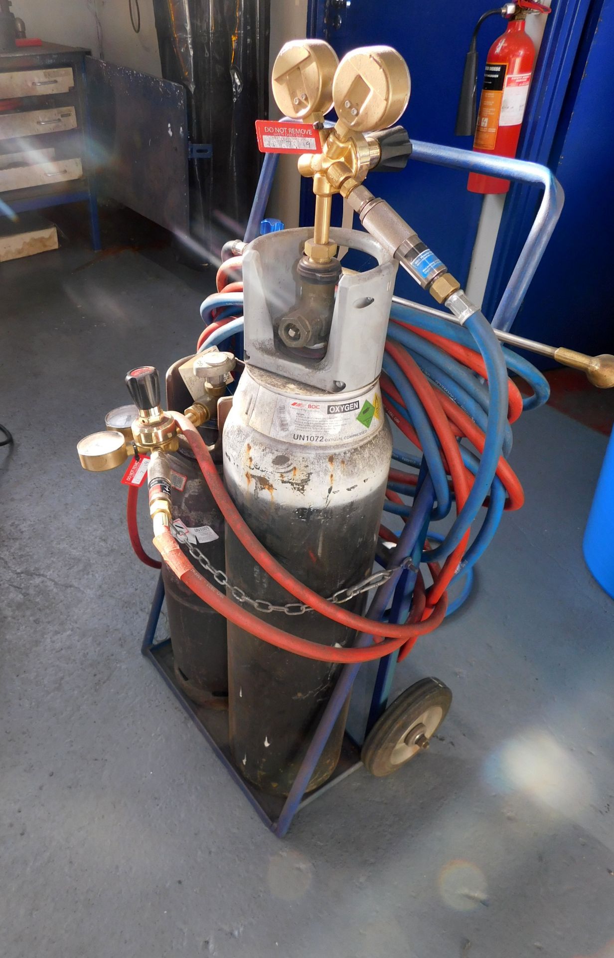 Oxy Acetylene Cutting Torch with Hoses, Gauges & Trolley - Image 2 of 3