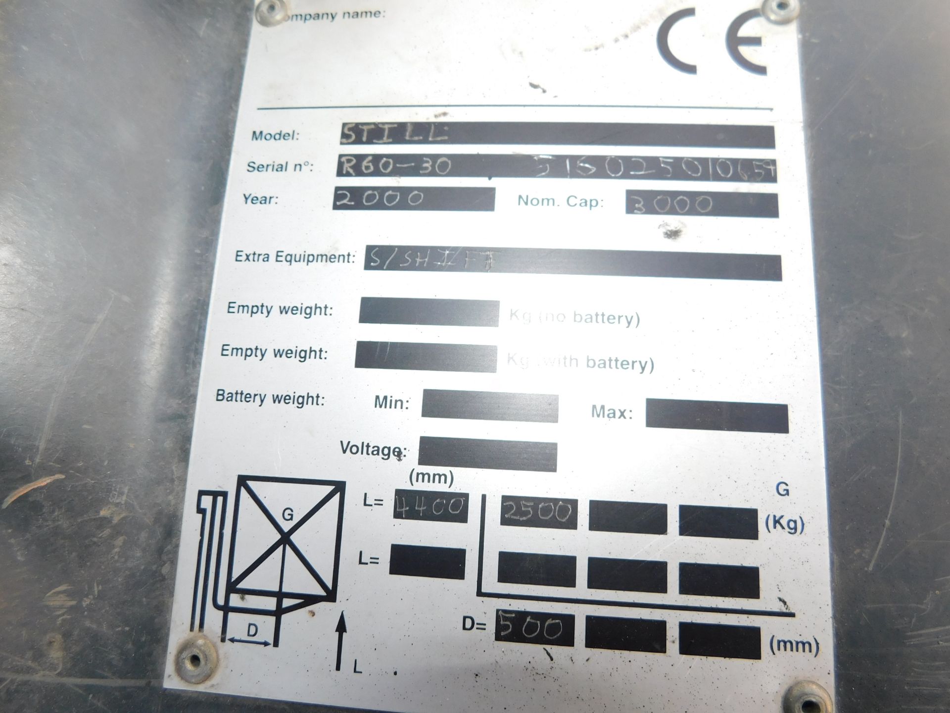 STILL R60-30 Electric Forklift Truck, Serial Number: 516025010659, 3000kg Capacity with Charger ( - Image 6 of 13