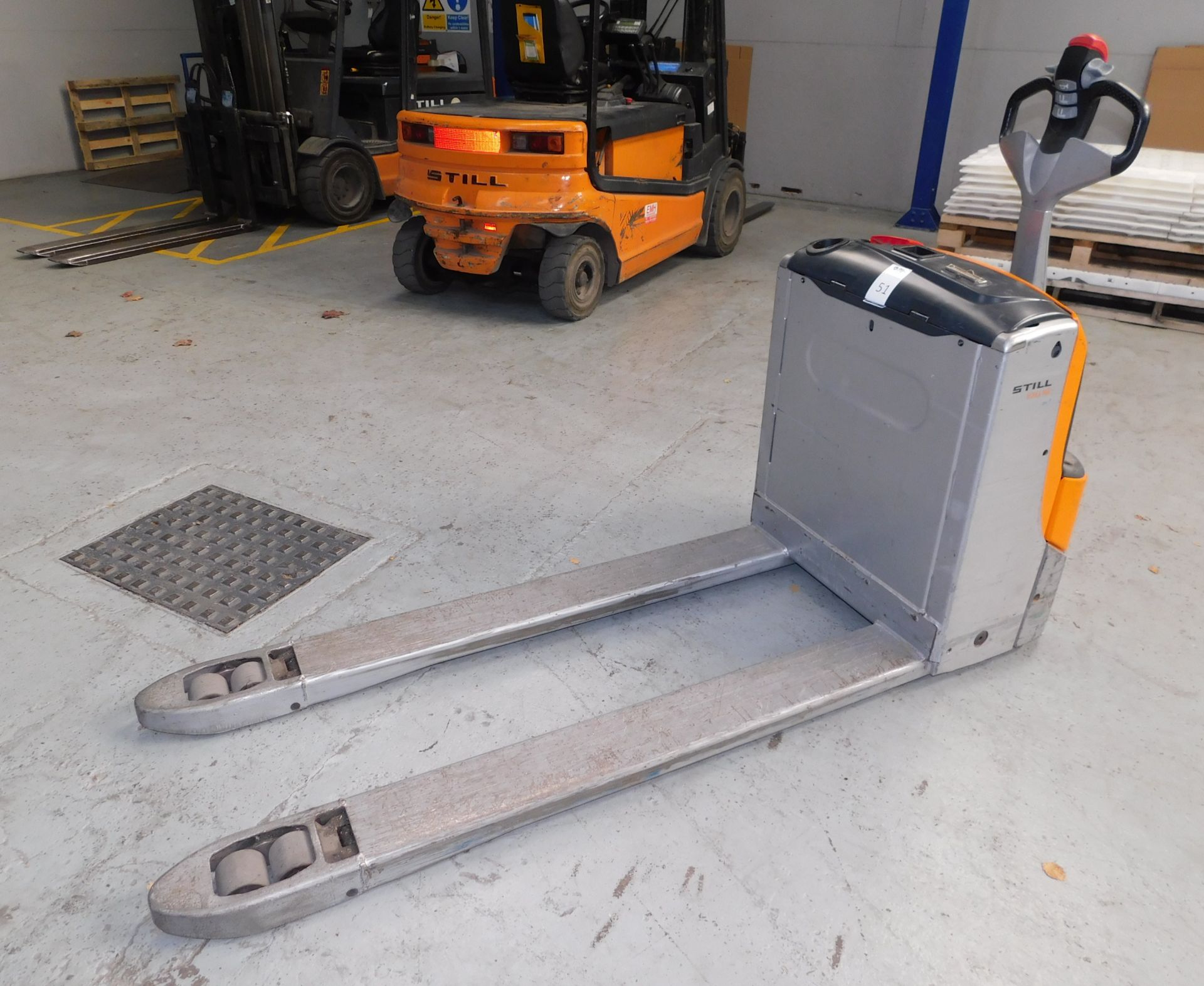 2012 Still EXU16, Long Reach Pedestrian Operated Electric Pallet Truck, Serial No W40153C01544,