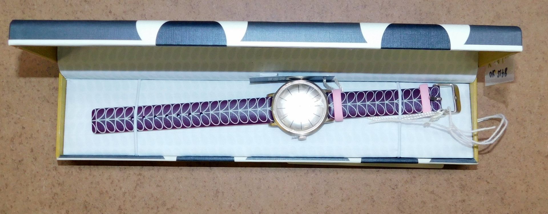Orla Kiely Watch, Leather Strap, Plum/Pink/Stem (RRP £90)