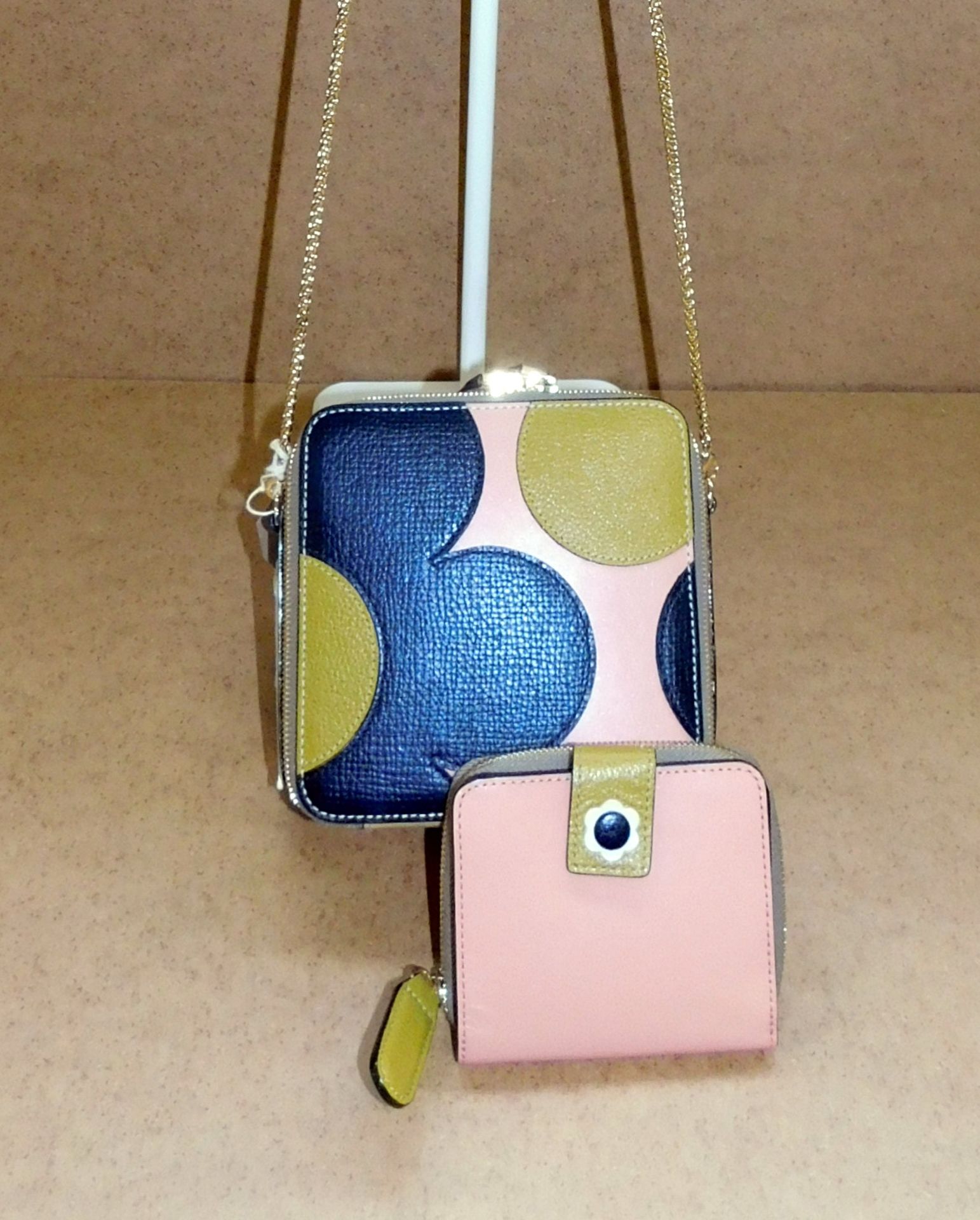 Orla Kiely Applique Flower Mini Poppy Bag, Multi (RRP £280) and matching purse (RRP £185)