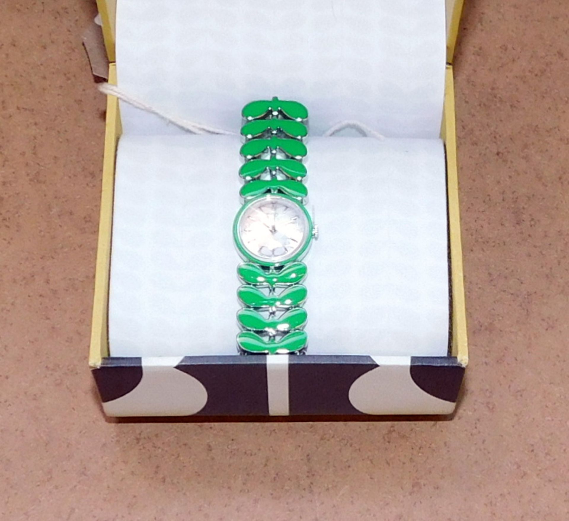 Orla Kiely Watch, Metal Strap, Green/Stem (RRP £150)
