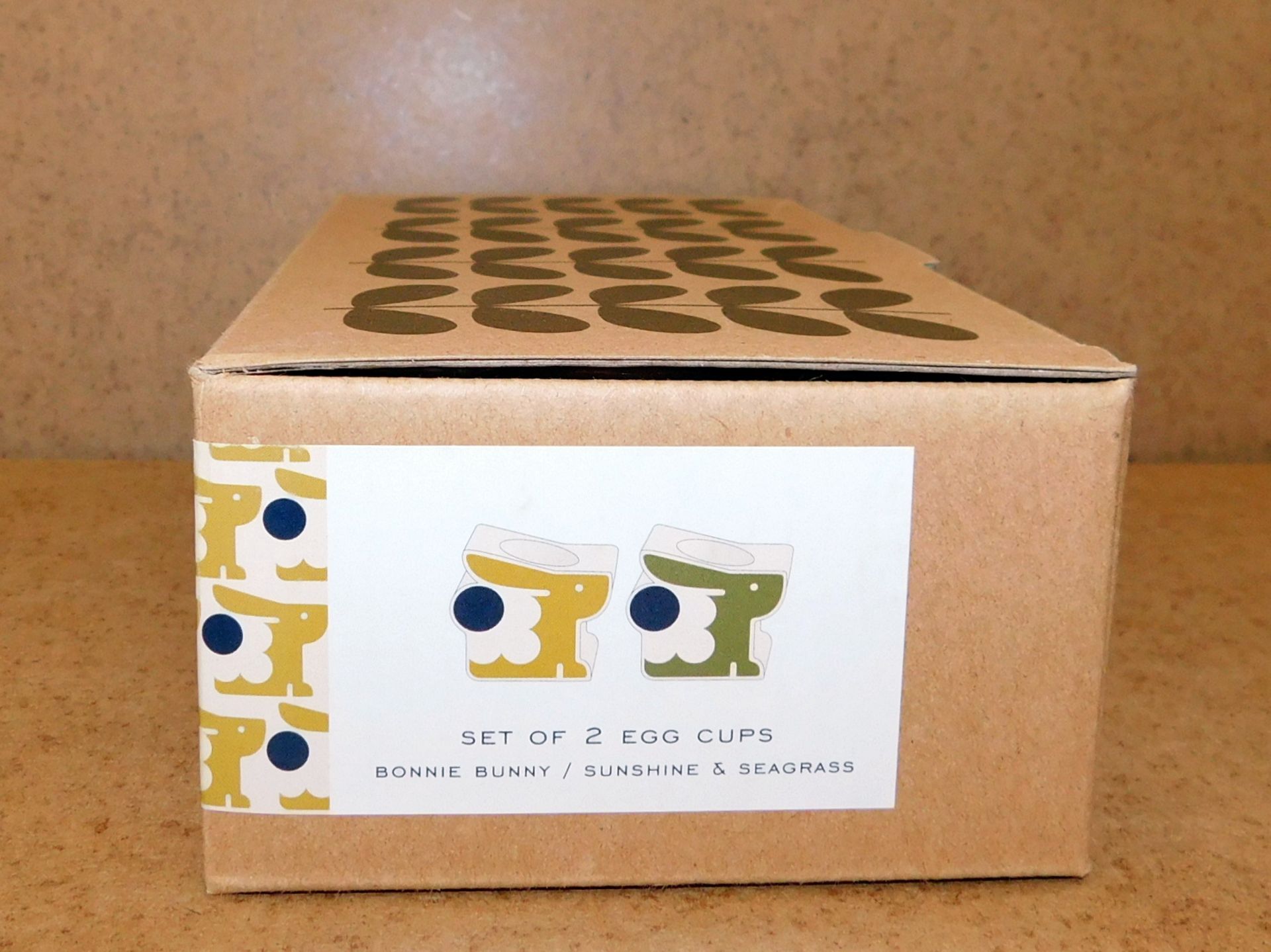 7 Orla Kiely Set of 2 Egg Cups, Bonnie Bunny/Sunshine & Seagrass (RRP £20 per set) - Image 2 of 2