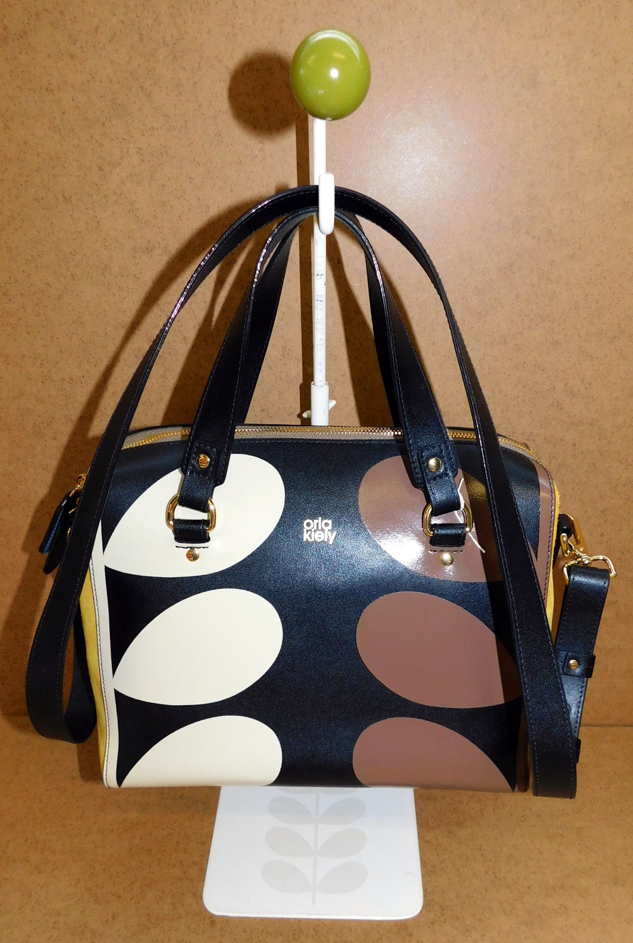 Orla Kiely Printed Leather Cicely Bag, Black (RRP £390)