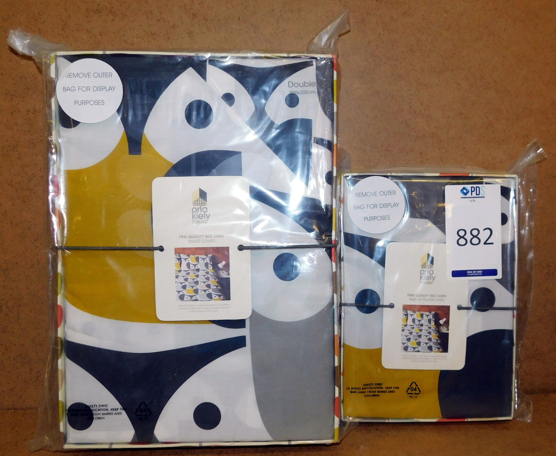 Orla Kiely Double Quilt Cover and 2 Pillowcases, Big Owl/Pink/Warm Grey (RRP £100)