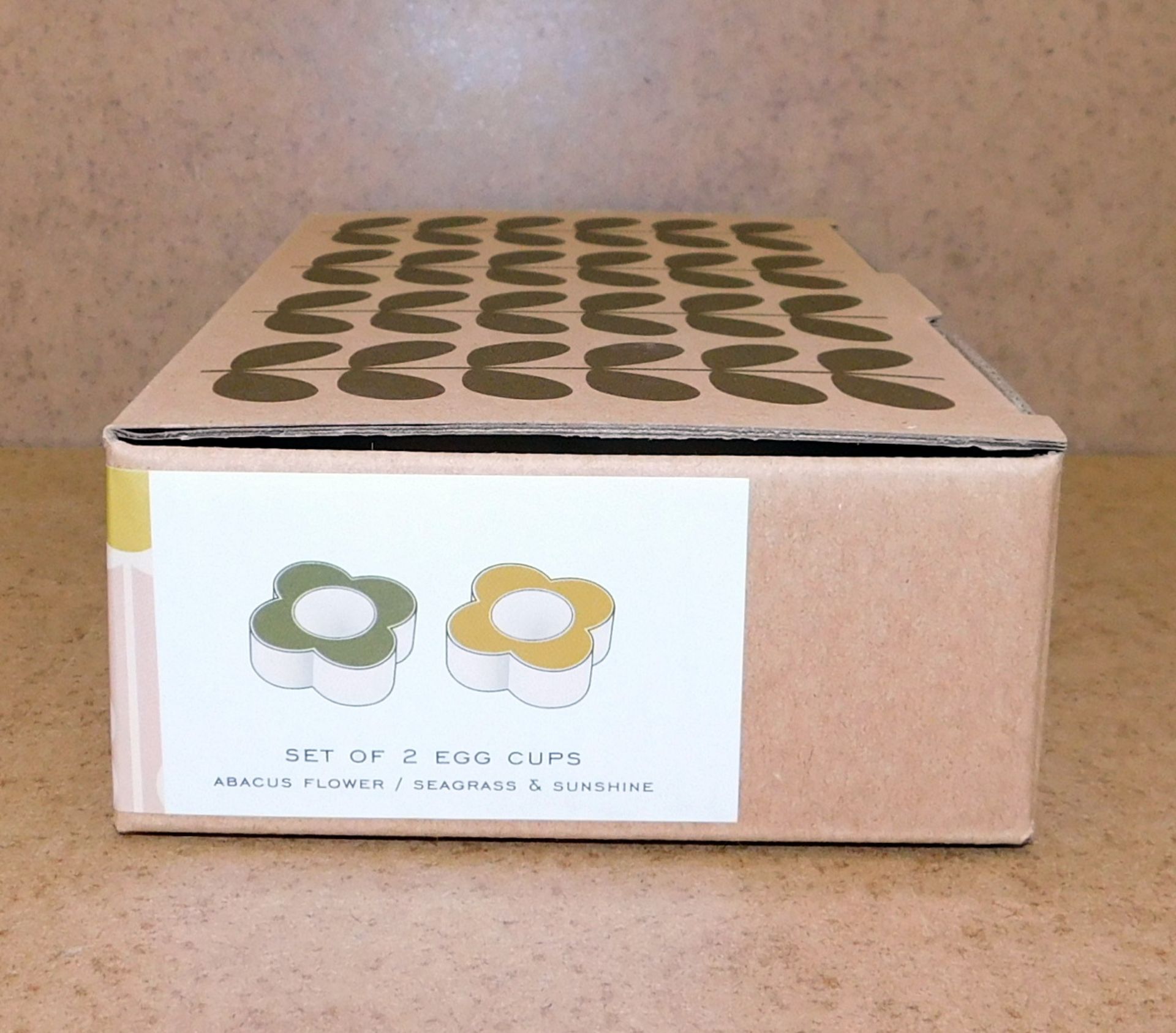 6 Orla Kiely Set of 2 Egg Cups, Abacus Flower, Sunshine & Seagrass (RRP £20 per set) - Image 2 of 2