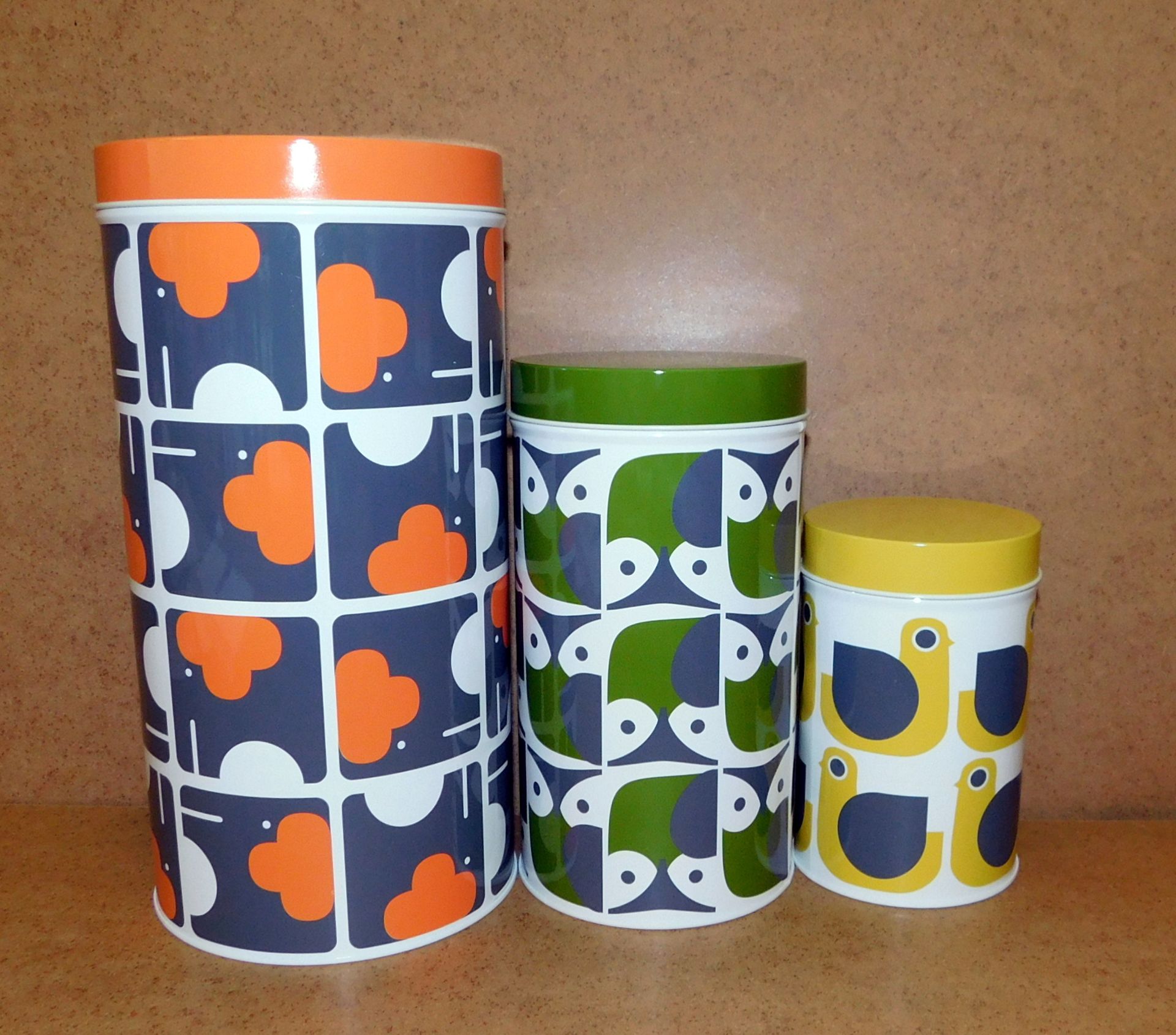 9 Orla Kiely Storage Tin Set of 3, Assorted Animal (RRP £25 per set)