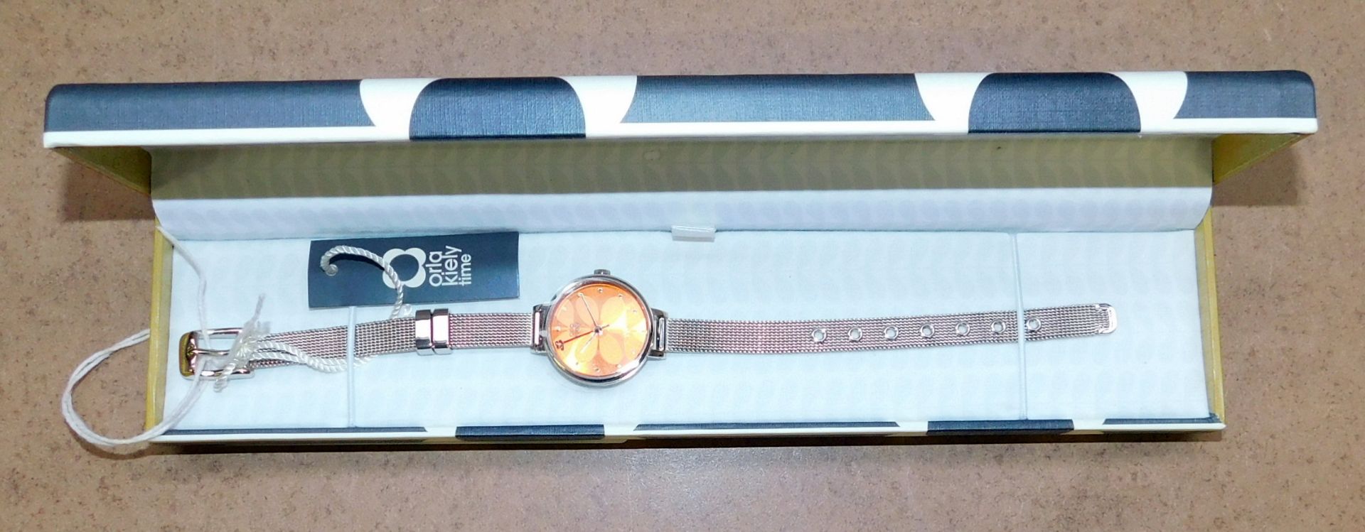 Orla Kiely Watch, Metal Strap, Gold/Orange (RRP £125)