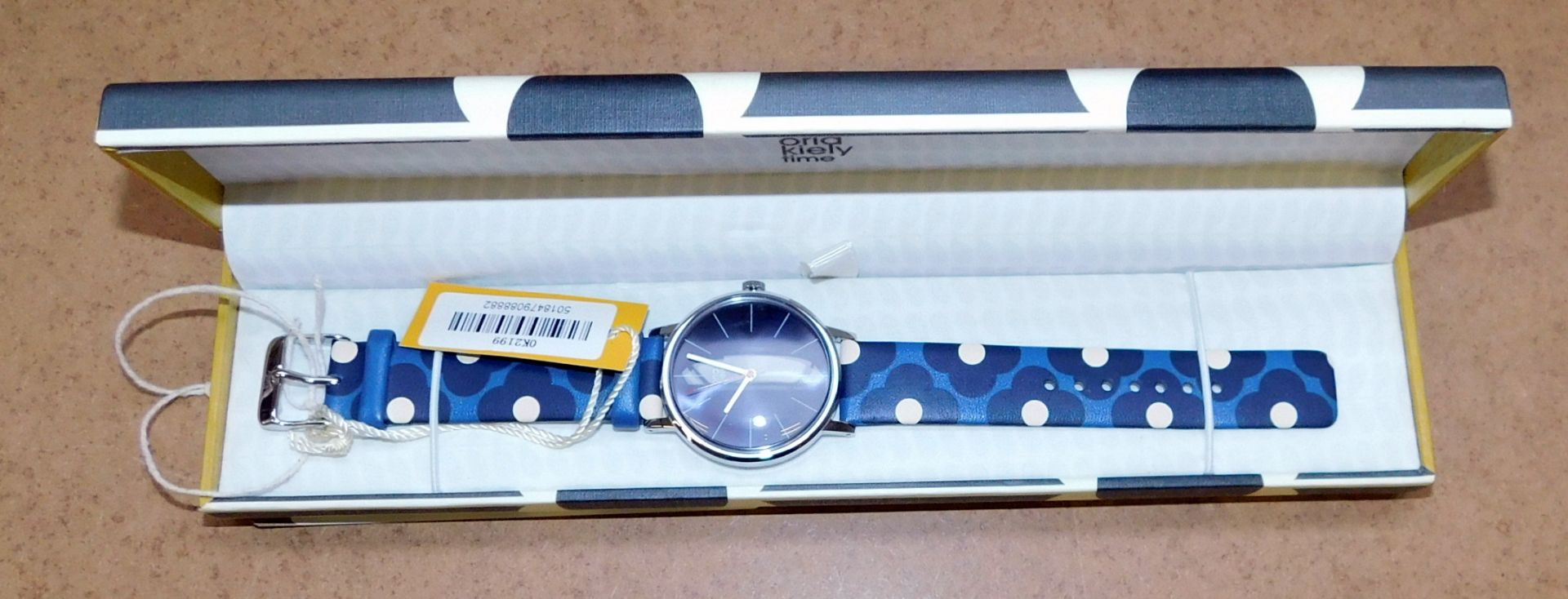 Orla Kiely Watch, Leather Strap, Navy/Cream Floral (RRP £90)