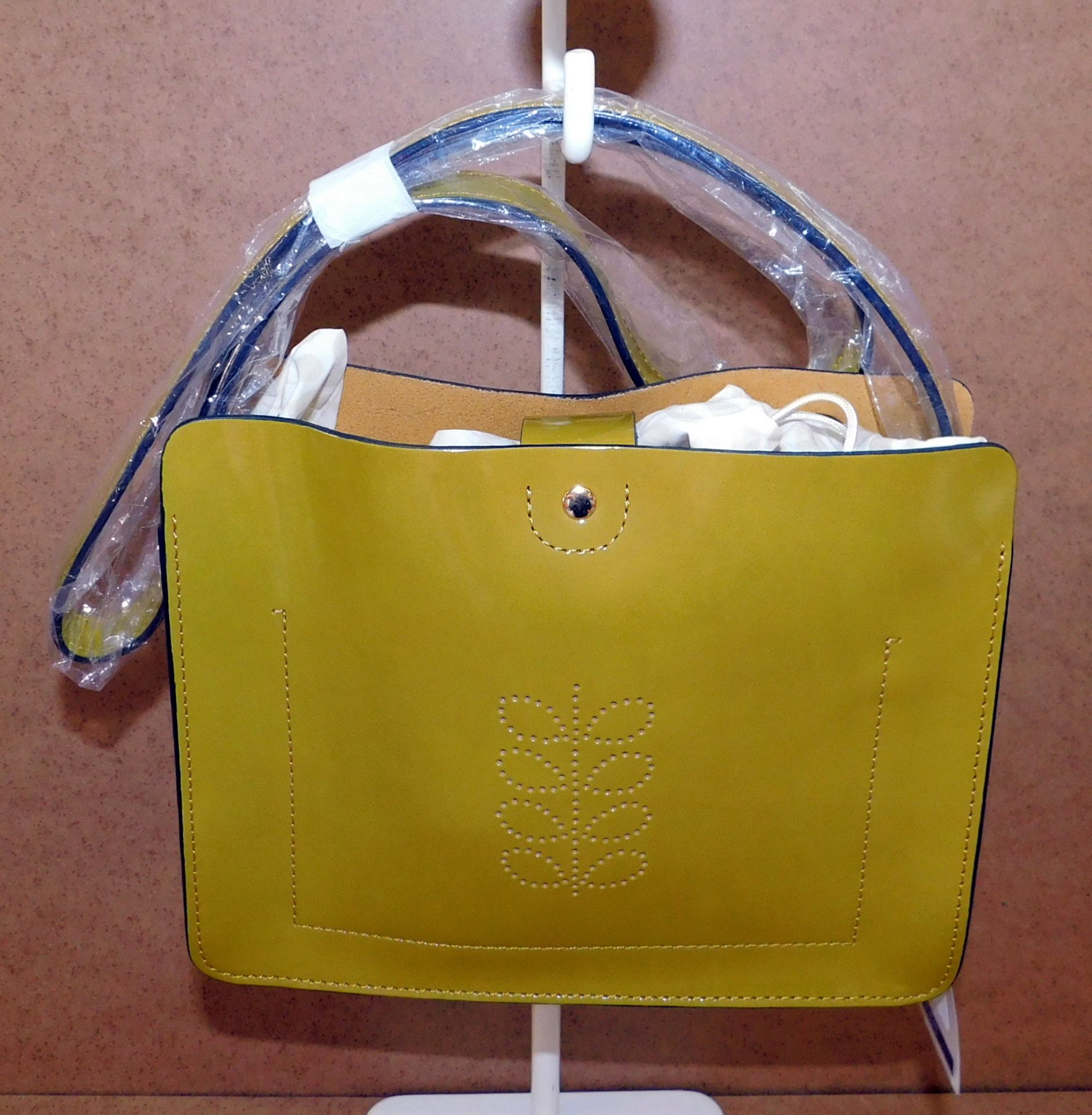 Orla Kiely Pocket Panel Leather Agatha Sling Bag, Solid Mustard