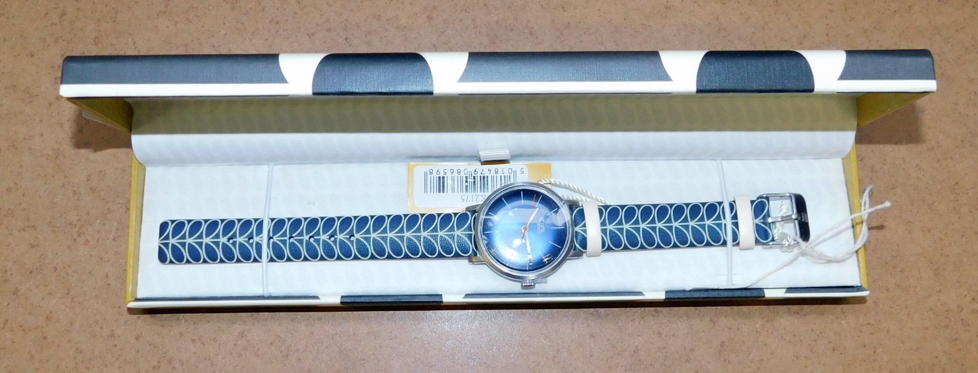 Orla Kiely Watch, Leather Strap, Navy/Stem (RRP £90)