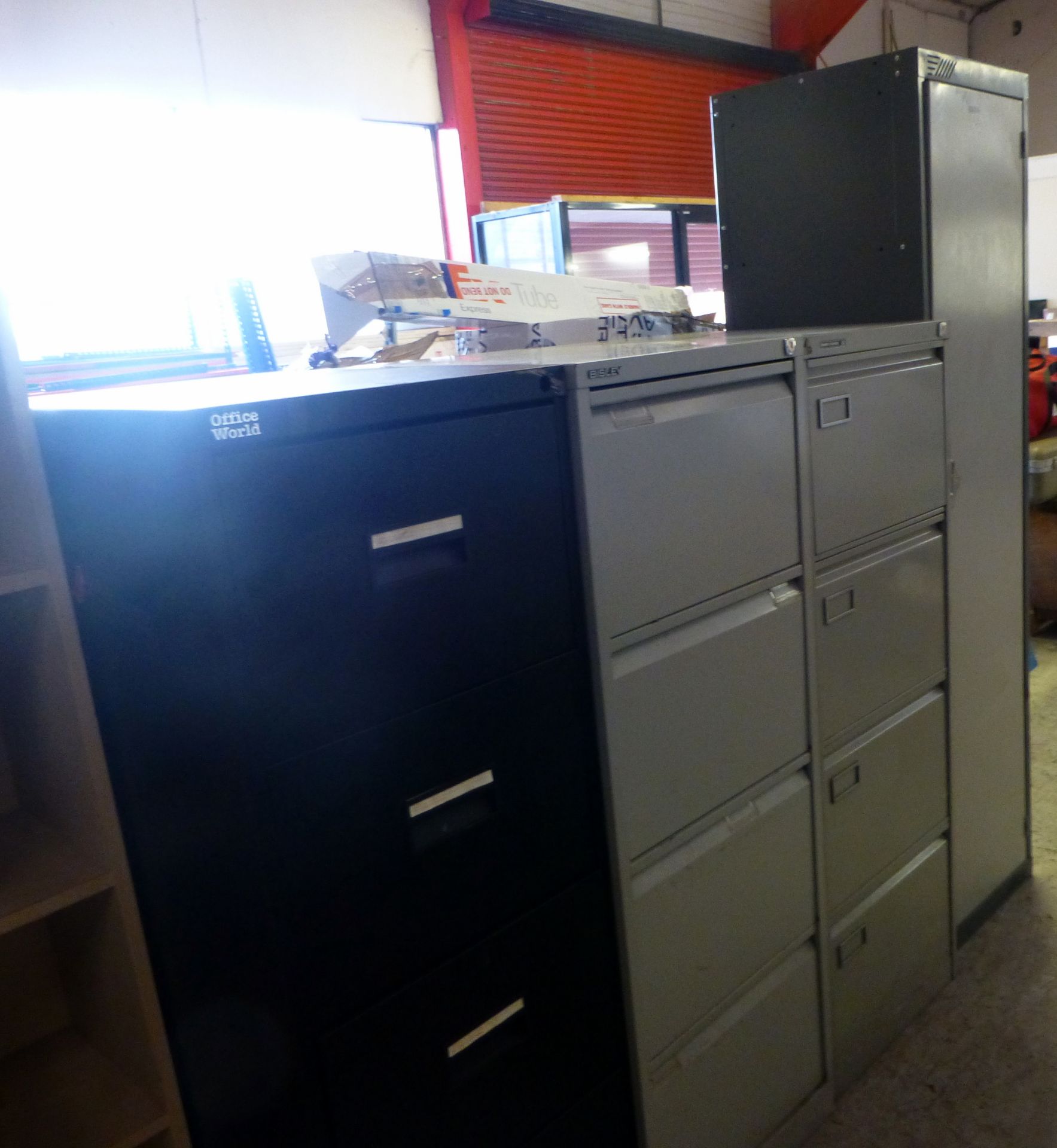 3 Steel 4-Drawer Filing Cabinets, 2 Steel Personal Locker Units & 1.8m Steel Double Door Cupboard ( - Image 2 of 2