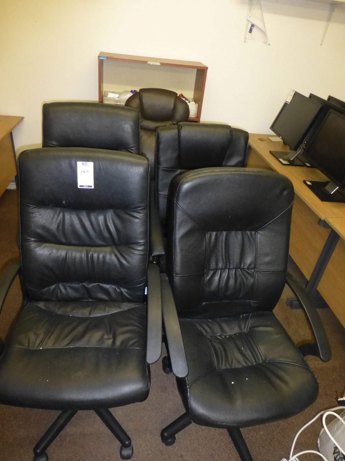 5 Black Leatherette Swivel Armchairs (Located 82 Rolfe Street, Smethwick, B66 2AX)