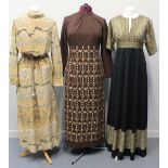 Collection of vintage (60's-70's) clothing to include: a brown and gold patterned Ladies Pride