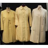 Collection of 60's vintage dress suits to include: a 60's yellow high neck shift dress by Carnegie