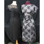 Five vintage lace dresses (mostly 1950's) to include: a brown lace dress by Blanes London with