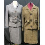 Collection of 40's-50's vintage woollen skirt suits to include: a Dorville size 12 brown and grey