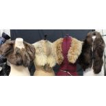 Collection of vintage fur stoles and collars to include: a fox fur stole,