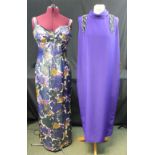 Long 60's lurex floral multicoloured maxidress by Young Mayfair (Hershelle model),