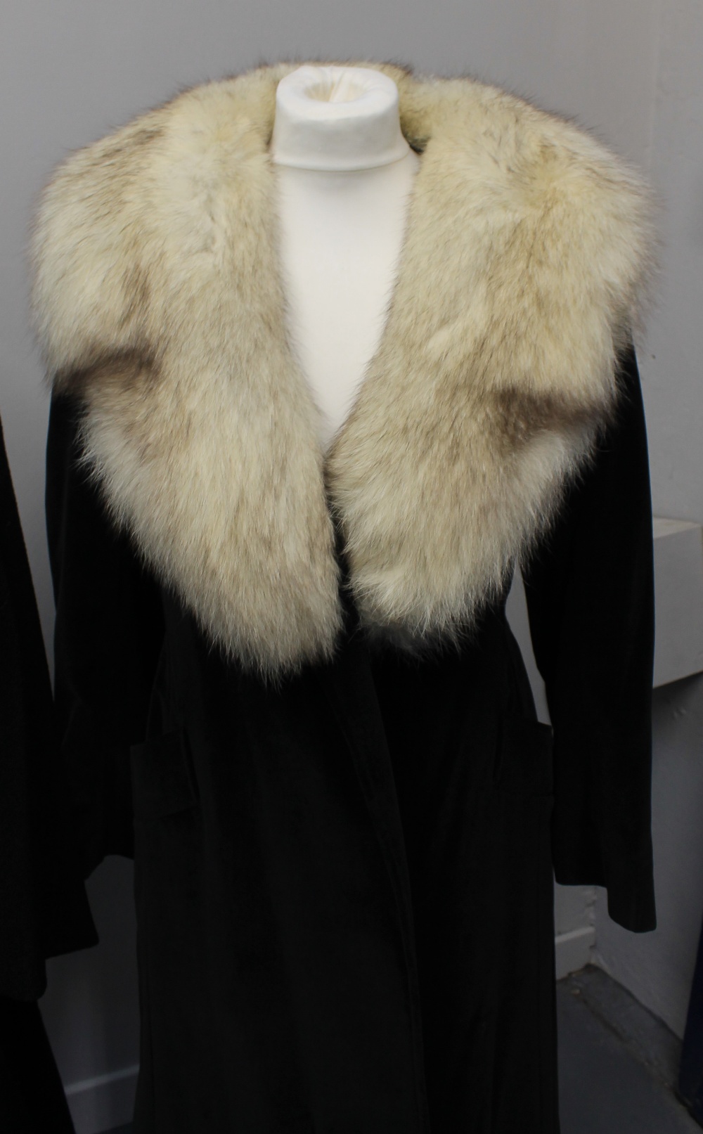 Vintage coats (30's-60's) to include: a black wool crepe coat with astrakhan collar and glass - Image 4 of 6