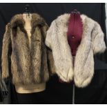 Blue fox fur stole and grey fur jacket by Charles Moss Furs (probably Raccoon fur). (B.P. 24% incl.