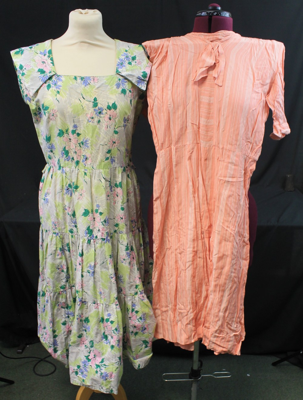 Collection of vintage dresses (40's-60's), to include: dark brown check empire line dress, - Image 3 of 5
